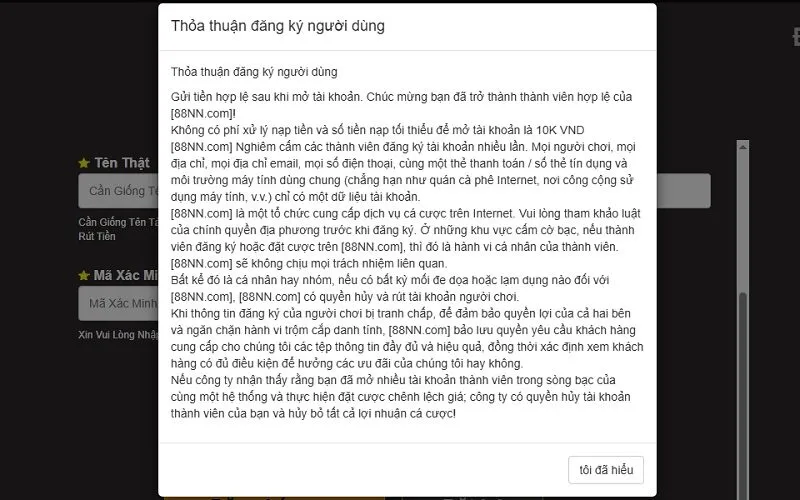 Lưu ý khi đăng ký 88nn